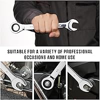 Vista 8 de Ratcheting Wrench Set, Combination Wrench Set, 22-Piece SAE & Metric and Standard, 72Th Long Open End, 1/4" to 3/4" & 6-18mm, Organizer With Roll Up