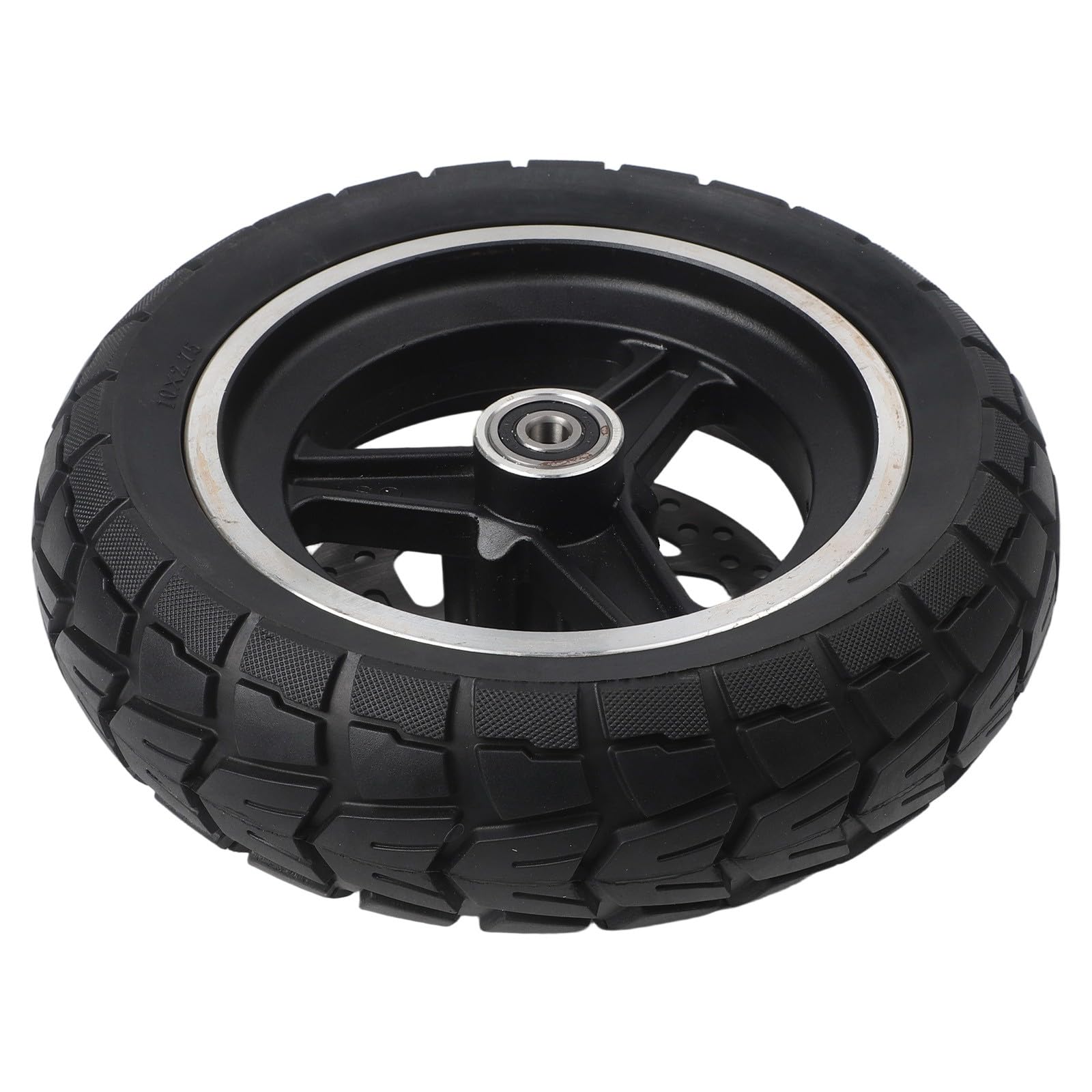 Neumáticos de goma maciza de 10 pulgadas, 10 x 2,70 – 6,5 pulgadas, rueda completa con disco para patinete eléctrico Offroad, color negro