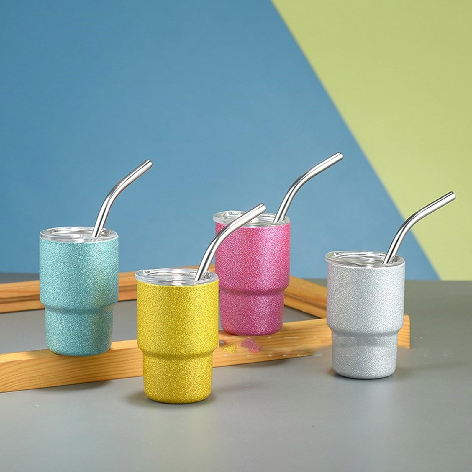 6 / 10pcs bouteille d ' eau portable 3oz Tasse de voiture en acier inoxydable avec tasse à café de voyage en paille pour la maison, le bureau ou la voiture gobelets avec tasse à couvercle en