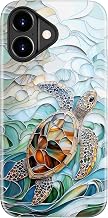 for iPhone 17 Case Cute - Wireless Charging Compatible - Dual-Layer Hard Shell + Silicone Cover - Aesthetic Protective Phone Case for Women - Ocean Mosaic Art