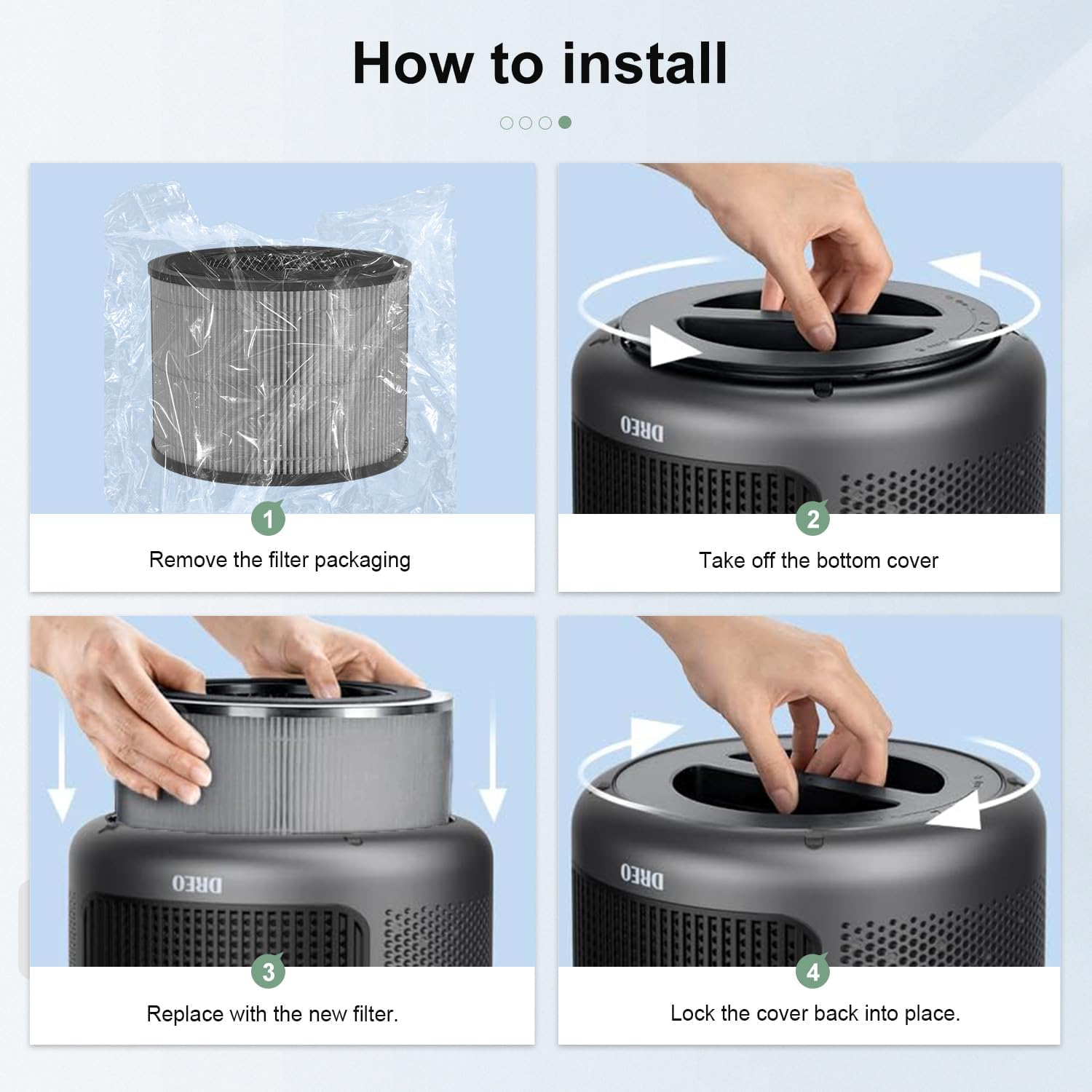 DR-HAP002 H13 True HEPA Replacement Filter, Compatible with Dreo Macro Pro, Macro Pro S, DR-HAP002 Purifiers and Toshiba Purifier CAF-Z40US/CAF-Z45US, 3 Stage Deep Filtration, 2-Pack - Image 8