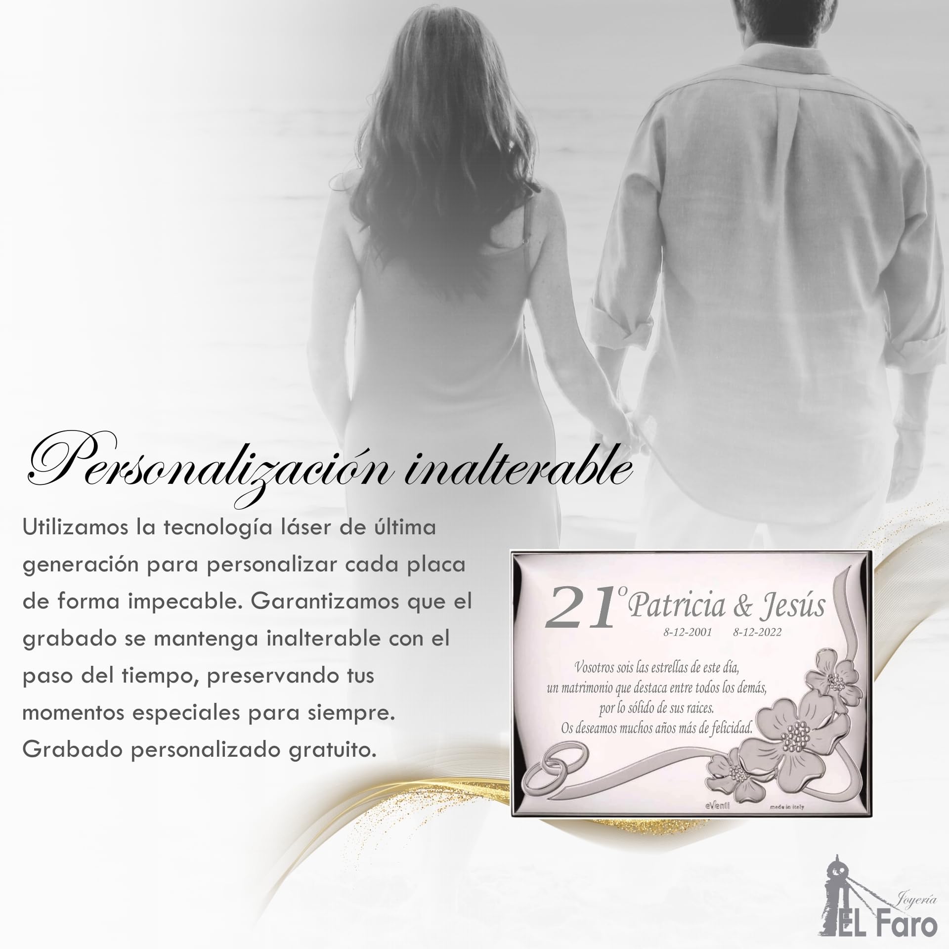 Placa conmemorativa personalizada 13x18 homenaje para bodas
