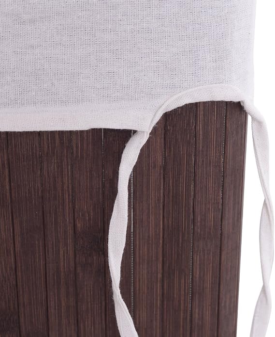Casart Bamboo Hamper Laundry Basket Folding Double Rectangle Washing Cloth Storage Bag Lid (brown, triangle)