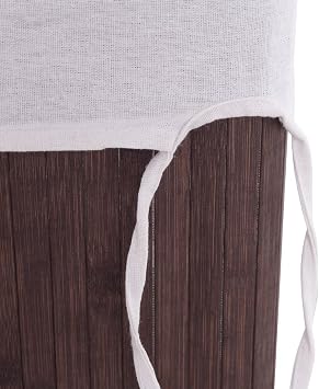 Casart Bamboo Hamper Laundry Basket Folding Double Rectangle Washing Cloth Storage Bag Lid (brown, triangle)
