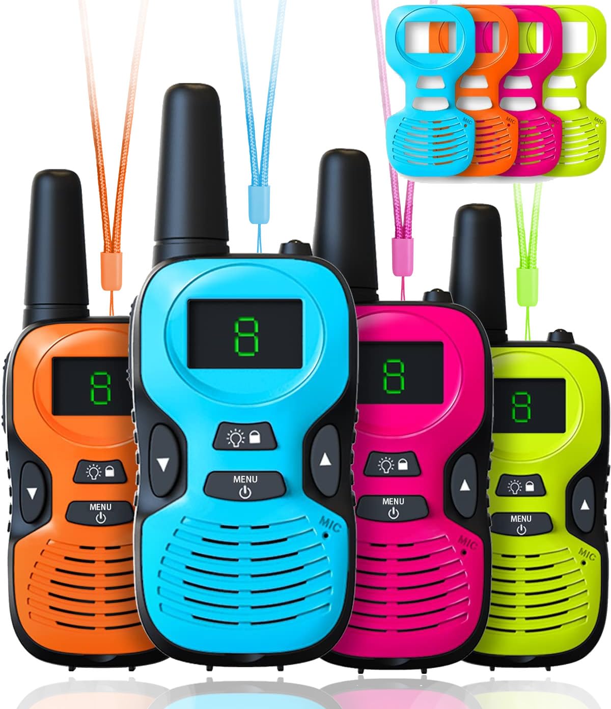 Photo 1 of Walkie Talkies for Kids Long Range - 4 Pack Kid Walkie Talkies with Replaceable Shell Backlit LCD Flashlight 3 Miles Range - Gifts and Toys for 5-7 Year Old Boys and Girls