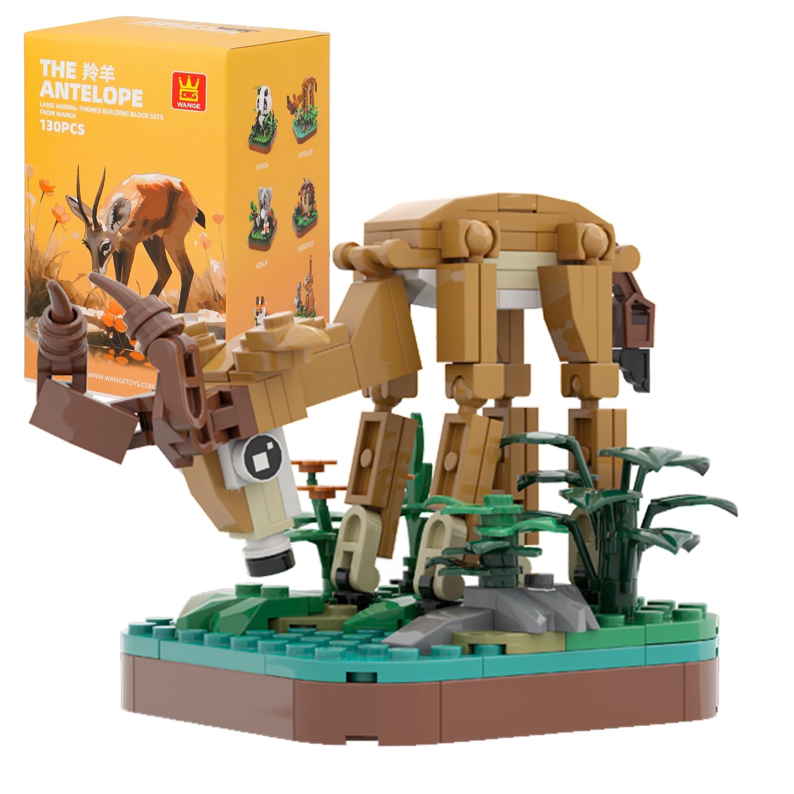 MEIESTMini Animals Building Block Set,Land animal themed Collection Construction Building Bricks Toy,Home Decor (Antelope)