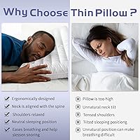 Vista 3 de ROYALAY Almohada ultra fina para personas que duermen boca abajo y de espalda, almohada plana delgada de 2.5 pulgadas, diseño de perfil extra bajo