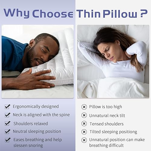 Miniatura 3 de ROYALAY Almohada ultrafina para dormir de estómago y espalda, almohada plana delgada de 2.5 pulgadas, almohada de cama con diseño de perfil extra