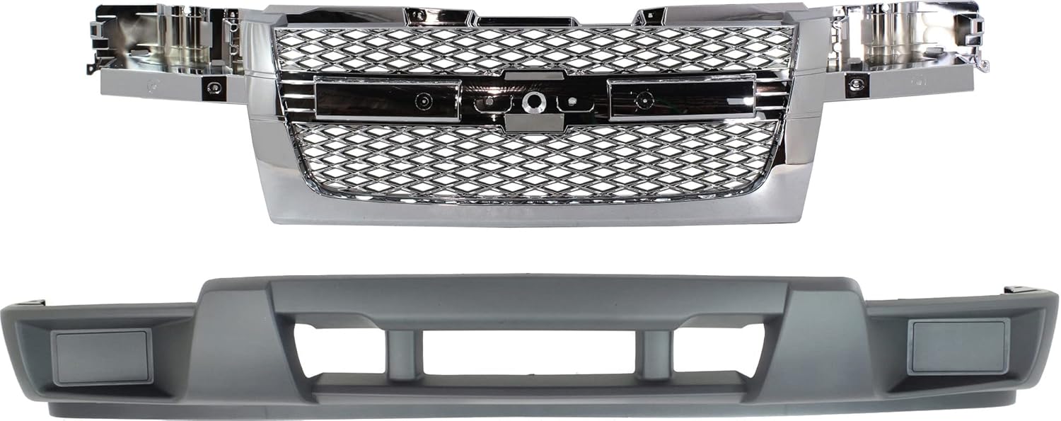Garage-Pro Front Grille Assembly Set of 2 For 2004-2012 Chevy Colorado, Chevrolet Accessories Chrome Shell and Insert