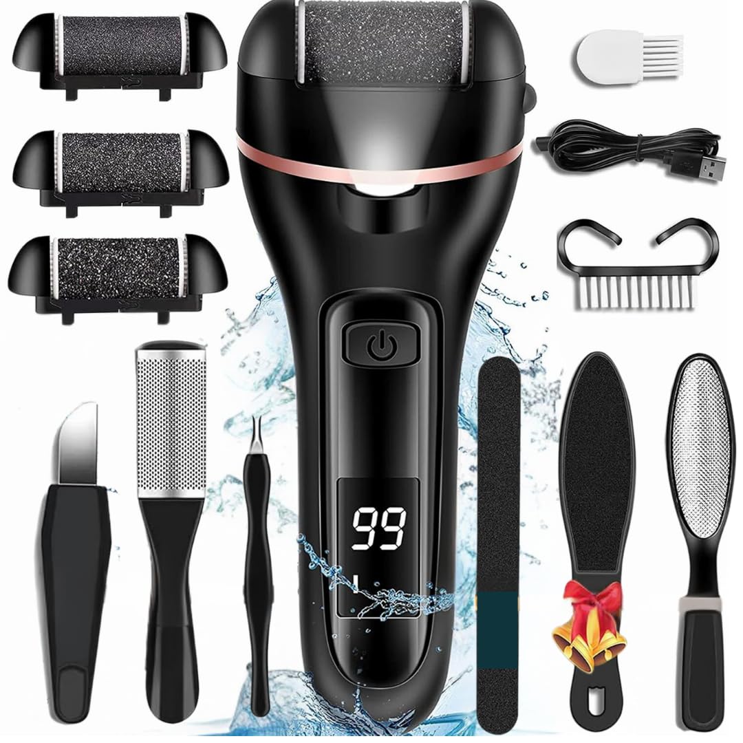 Bixbite 18 Pcs Foot Scrubber for Dead Skin, Get Smooth Feet at Home with Electric Callus Remover for Feet, Rechargeable Electric Foot Callus Remover for Cracked Heels, 30+ Foot Scrub Salon Procedures