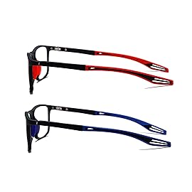 JOON-joon Reading Glasses Men 2 Pairs Sports Style Comfortable and Flexible Blue Light Blocking Readers for Men+1.5(Upgrade,Red&Blue)