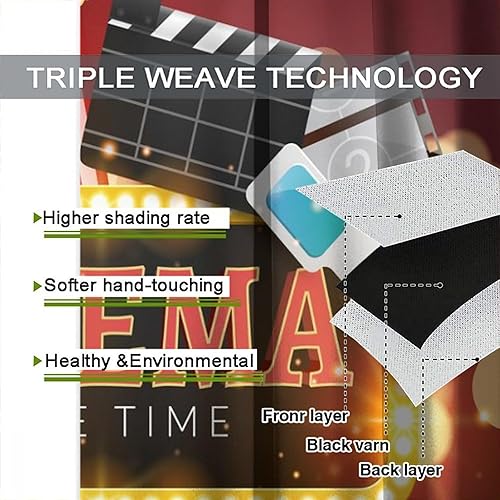 Miniatura 108 de Cortinas opacas para cine en casa, diseño retro moderno, tiras de película de palomitas de maíz para cámara de película, bolsillo para barra,