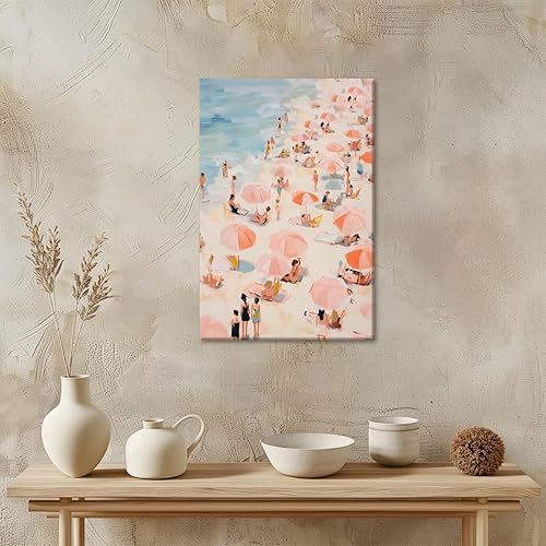 Miniatura 4 de Pósteres de playa preppy retro de verano, mar, playero, impresiones estéticas en lienzo, pintura rosa pastel, póster de fotos costeras, arte de