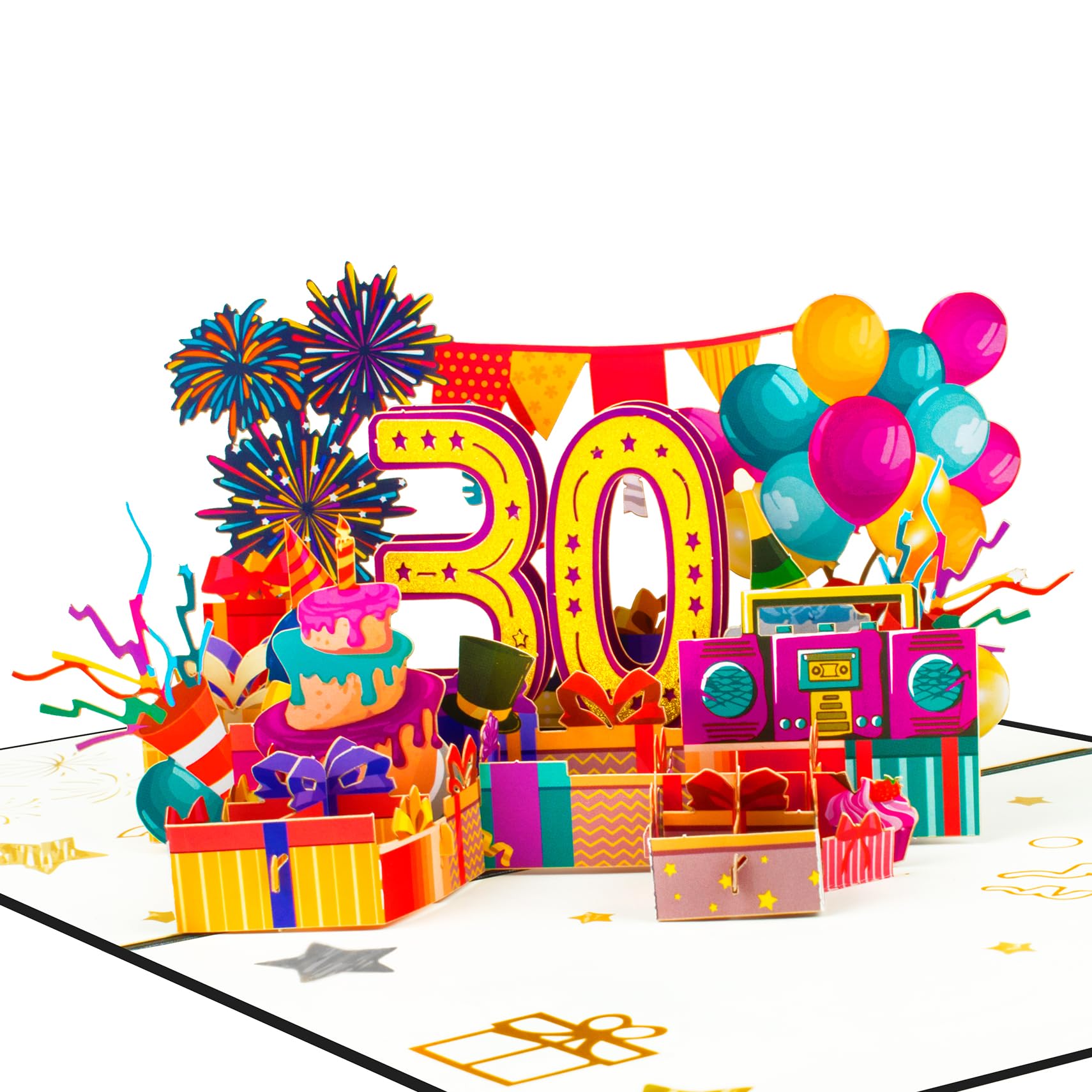 GREETING ART 30th Birthday Pop Up Card, Birthday Decorations and Gifts for Women or Men - Anniversary Card for Her or Him