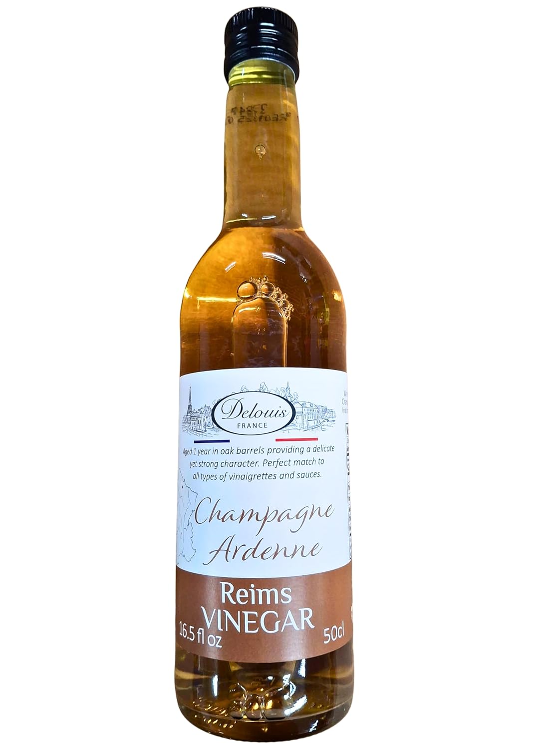 Delouis Champagne-Ardenne Reims Vinegar (16.9 fl oz) – French Champagne Vinegar from Reims, France – Gourmet White Wine Vinegar for Dressings, Vinaigrettes, Marinades, Sauces & Gourmet Cooking (Pack of 1)