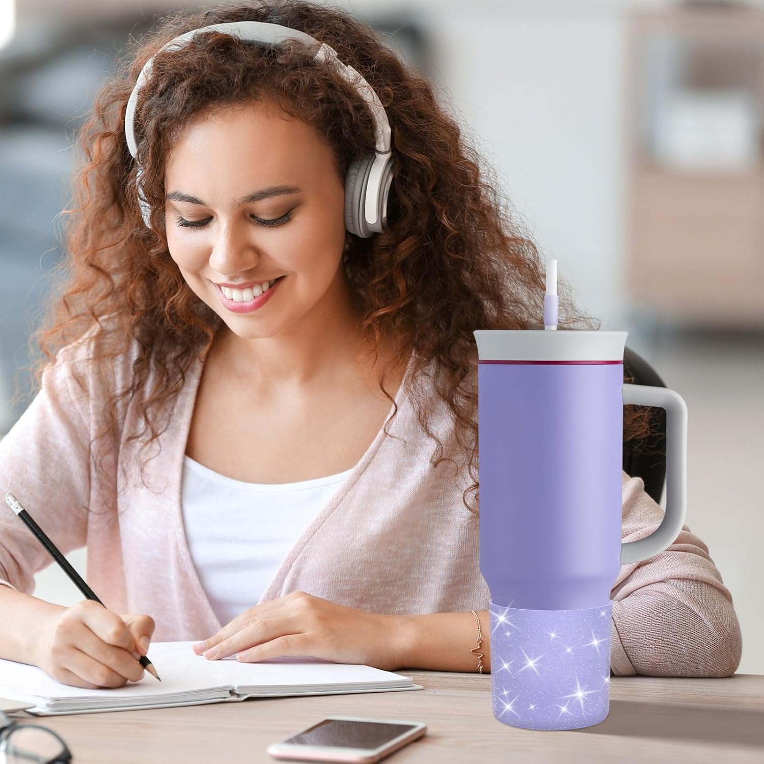 Silicone Boot Compatible with Owala 24oz/40oz Tumbler with Handle, Higher Anti-Slip Protective Sleeve Bottom Bumper Protector for Owalaa Travel Tumbler - Image 7