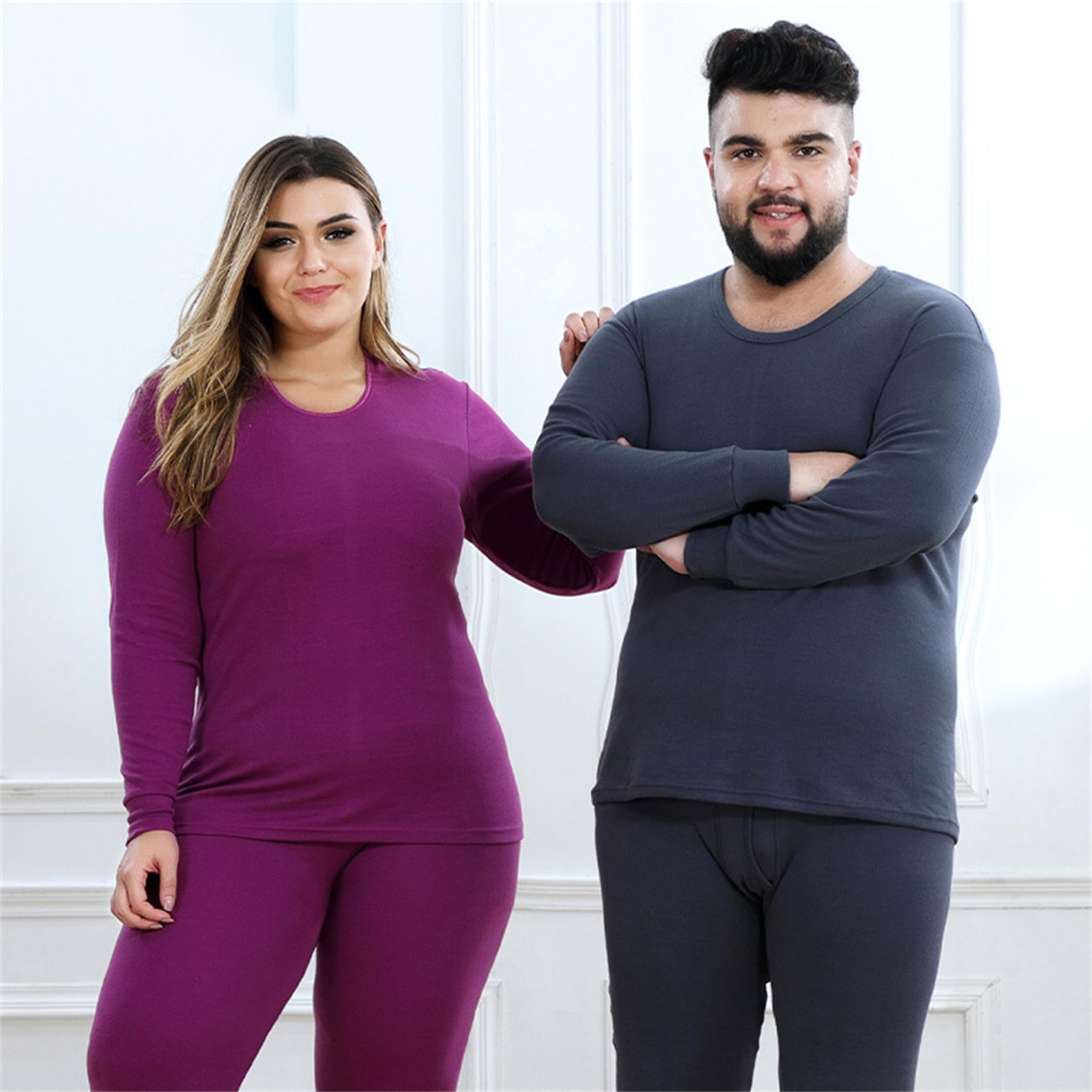 Ensemble De sous-vêtements Thermiques pour Homme, Couche De Base Thermique d'hiver, Col Rond Ultra Doux Et Chaud, Manches Longues, sans Couture, Grande Taille, Haut Et Bas