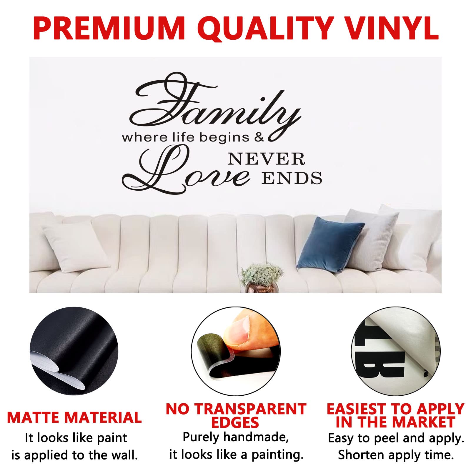 Amazon.com: Wall Decals, Wall Stickers for Living Room, (Easy to Install),  Quotes Family Inspirational Bedroom, Women Motivational Positive Romantic  Decorations Love Couples Happily Married Husband Wife Wedding Life Live  Home Decor Art