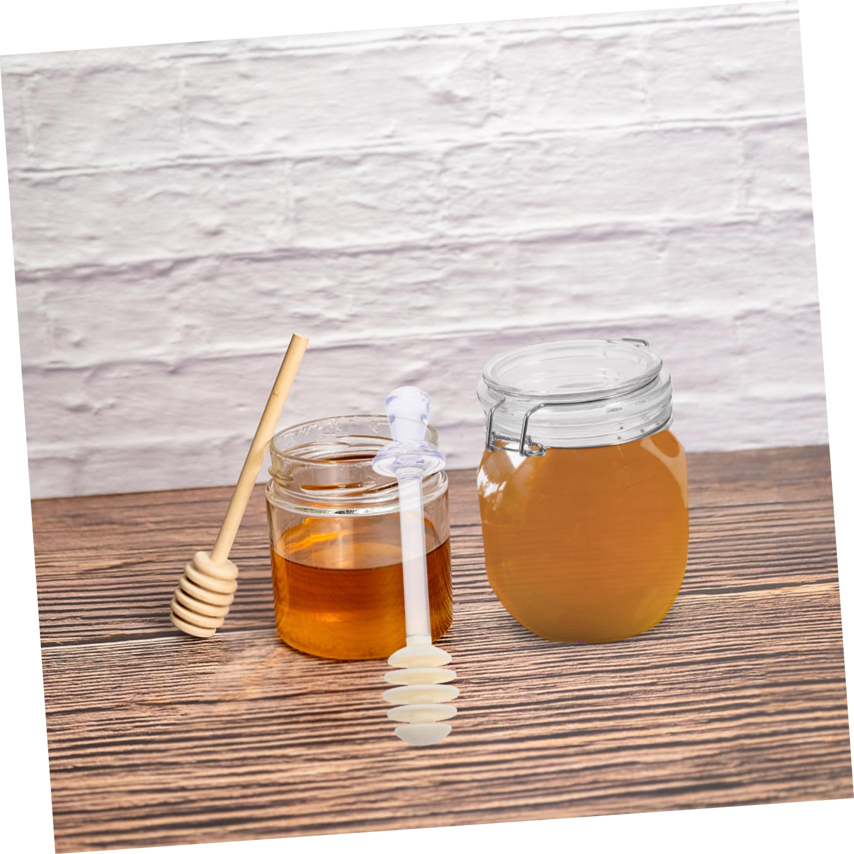 Cabilock 1pc Plastic Honey Dipper with Groove Design for Easy Honey Dispensing Creative Stirring Stick for Tea Toast and Juices Random Color