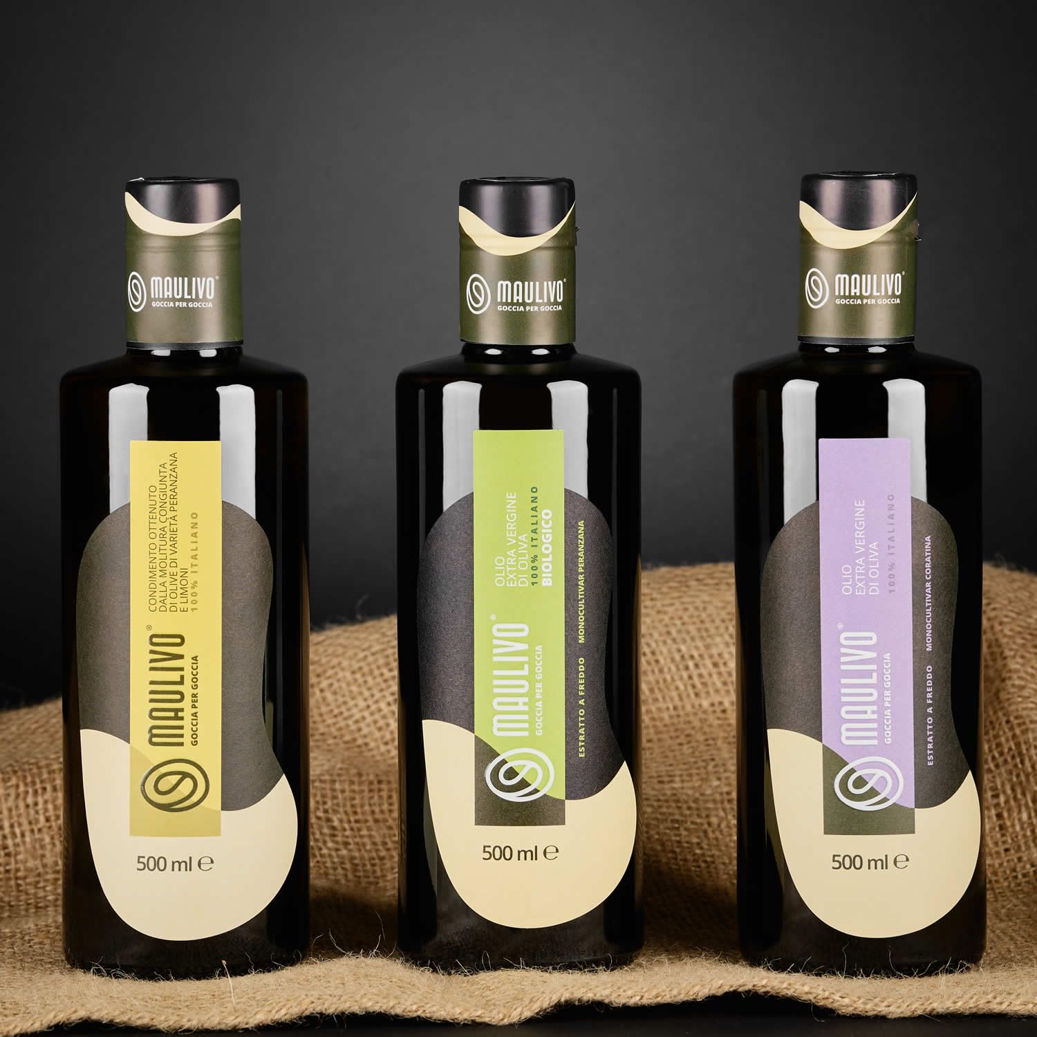 Cofanetto Regalo Astuccio Valigetta Olio EVO Extravergine di Oliva Maulivo Estratto a Freddo Peranzana Coratina Condimento Aromatizzato Limone Bottiglia 500 ml (VALIGETTA 3 BOTTIGLIE ASSORTITE)
