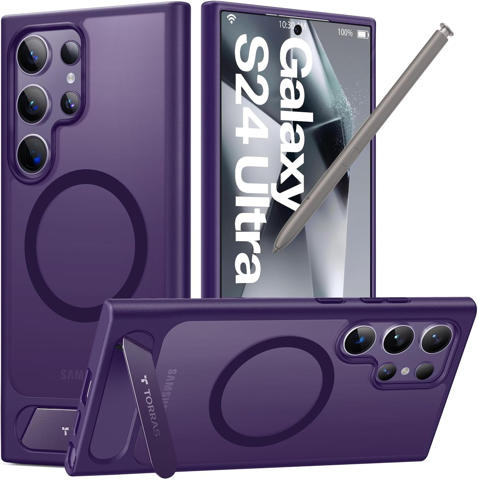 TORRAS Strong Magnetic & Stand for Samsung Galaxy S24 Ultra Case Purple