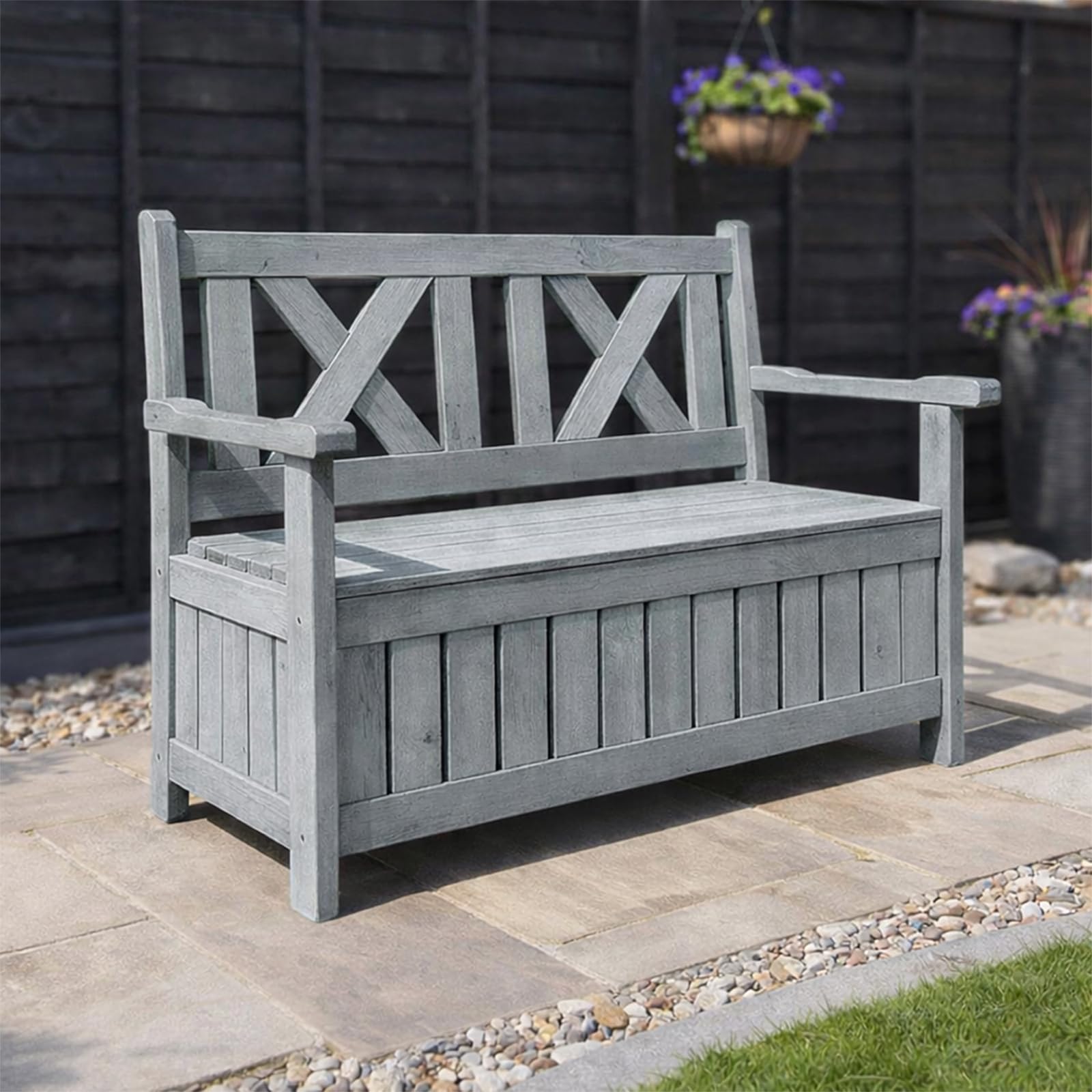 AIRWAVE Darcy Outdoor Storage Bench 110L | Weather Resistant Garden Storage Box | Treated Fir Wood | Wooden Showerproof Seat | Ideal for Storing Toys, Cushions, Tools — image 1