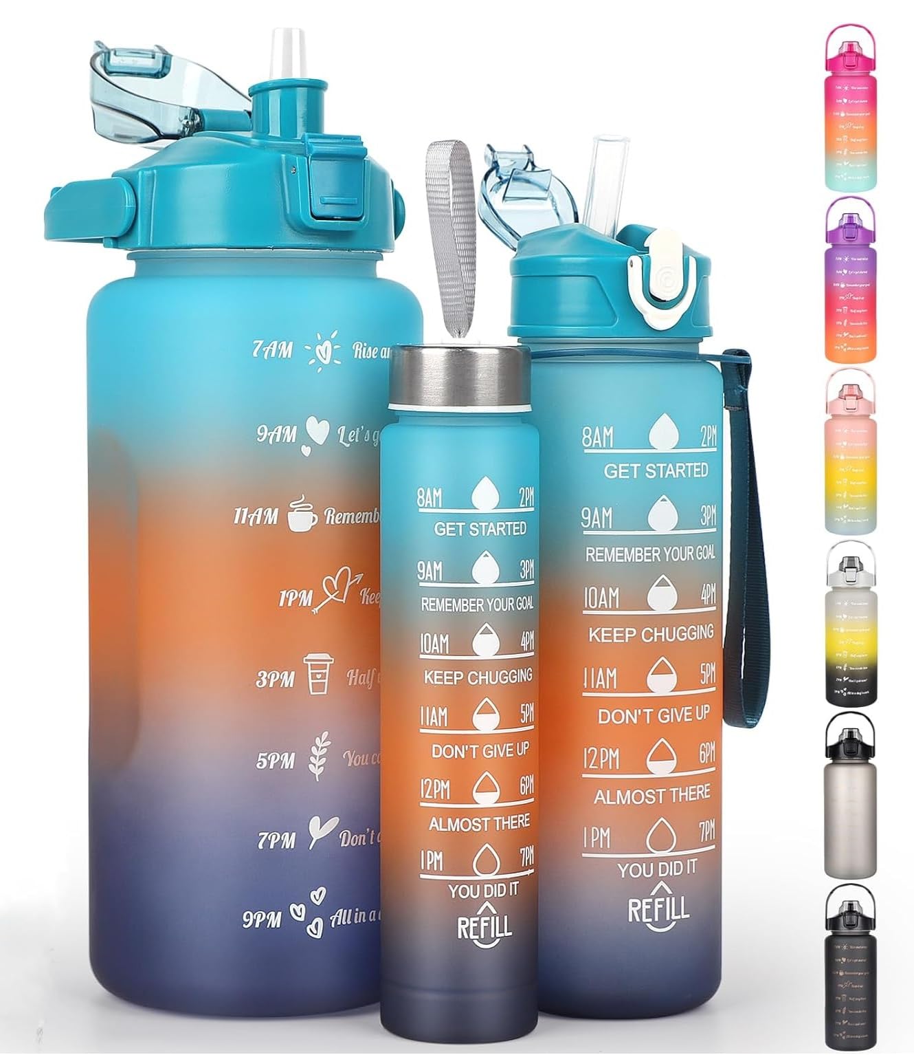 ZODZE Motivational Water Bottle Set of 3 Pcs Time Marker with Straw, Leakproof BPA free Non-toxic Sipper Bottle for Office, Sports, Gym, School (B0D9SJDN7S) Amazon Price History, Amazon Price Tracker