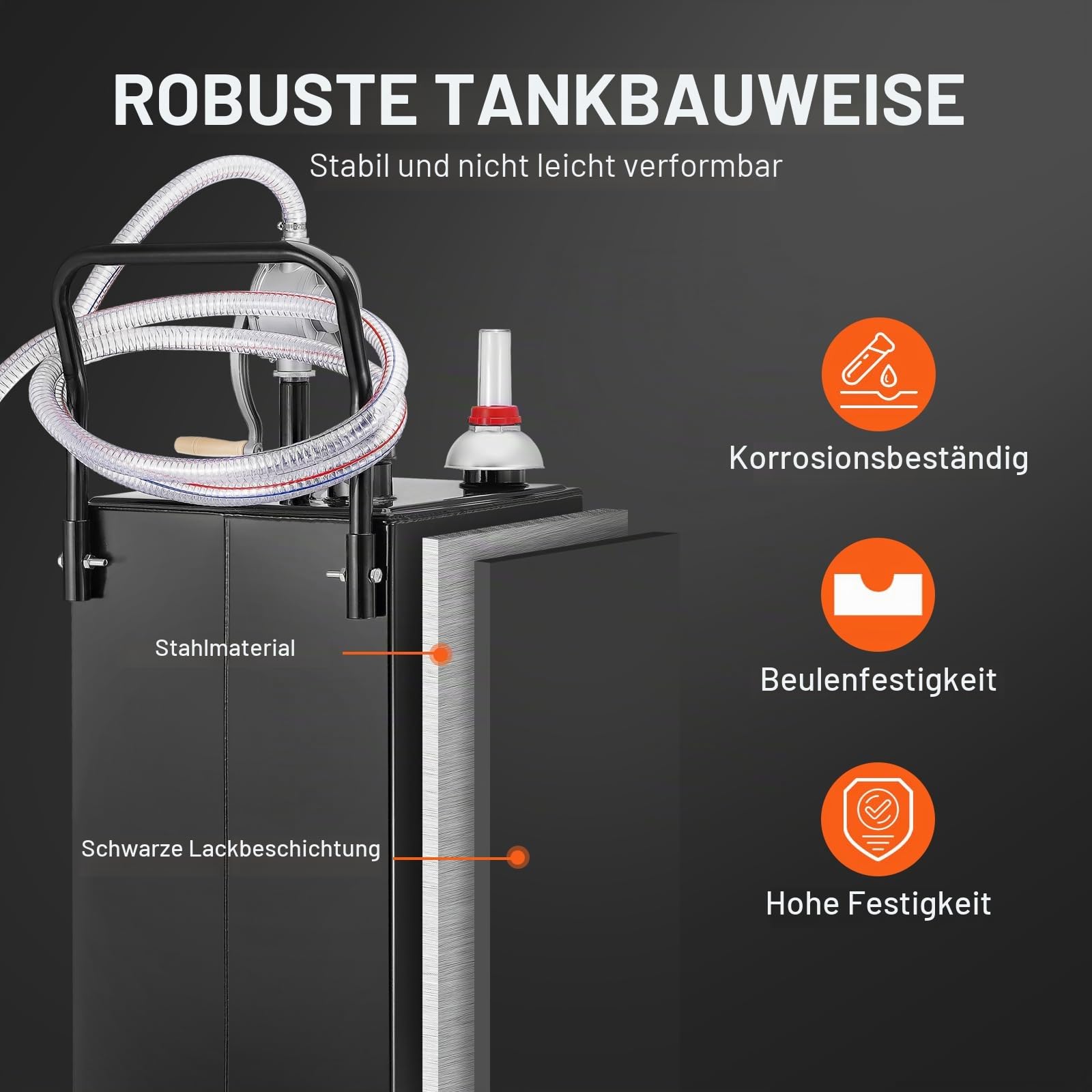 VEVOR 30-Gallonen-Kraftstofftrolley, Gaskraftstofftankbehälter 4 Räder, mit manueller Transferpumpe, Benzin-Diesel-Kraftstoffbehälter für Autos, Rasenmäher, Geländefahrzeuge, Boote usw., Schwarz