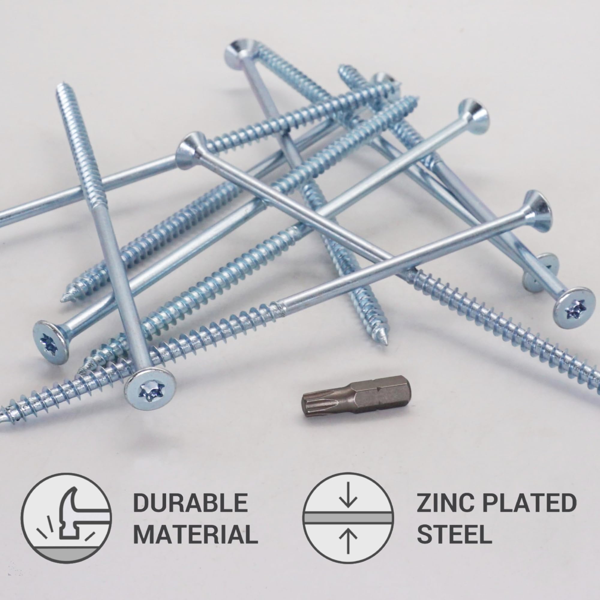SKIR'CO (30 pcs) Zinc Plated Steel Wood Screws 6.0 x 150 mm, Torx Countersunk Head Screws, Chipboard Screws, Partially Threaded - Image 3