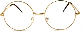 MODA OVERSIZED Super Large XL Round Metal Frame Circle Clear Lens Eye Glasses