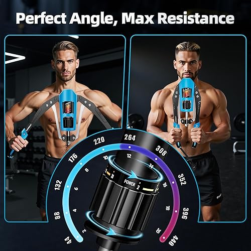 Miniatura 2 de EAST MOUNT Ejercitador de brazo Twister  Potencia hidráulica ajustable de 22 a 440 libras, expansor de pecho para el hogar, equipo de entrenamiento
