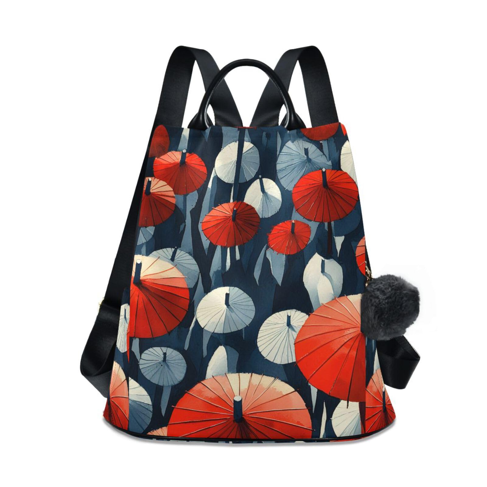Umbrellas Pattern Backpack for Women Anti Theft Large Fashion Travel Shoulder Bag Purse Rucksack Lightweight