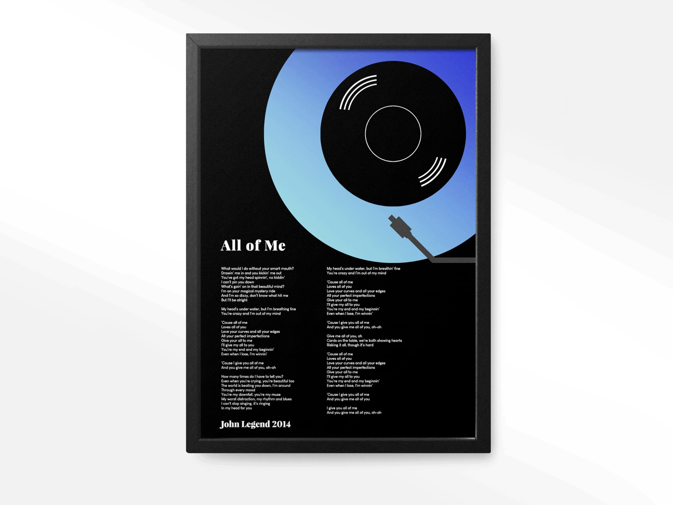 Forefrontdesigns White Personalised Vinyl Record Song Lyrics Print - Custom Song Lyric Print & Framed Wall Art - Perfect Personalised Music Gift Or Wedding Anniversary