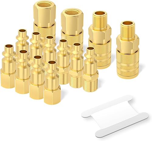 Miniatura 8 de TAISHER Accesorios de manguera de aire, acoplador de aire de conexión rápida de 14 pulgadas NPT y kit de enchufe, tipo IM, accesorios de 14 piezas