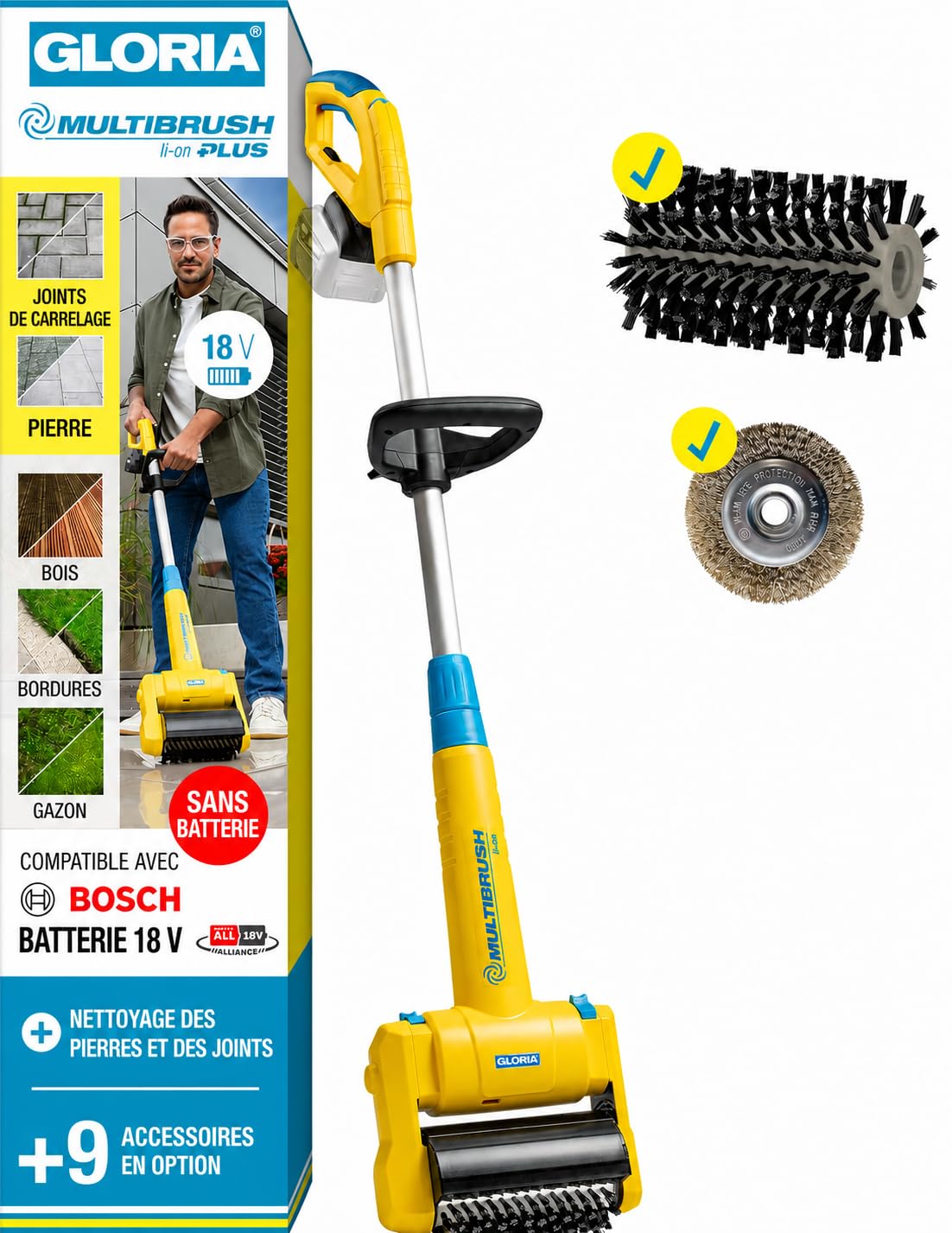 Désherber et nettoyer les joints sans effort grâce à la brosse GLORIA MultiBrush li-on 18V
