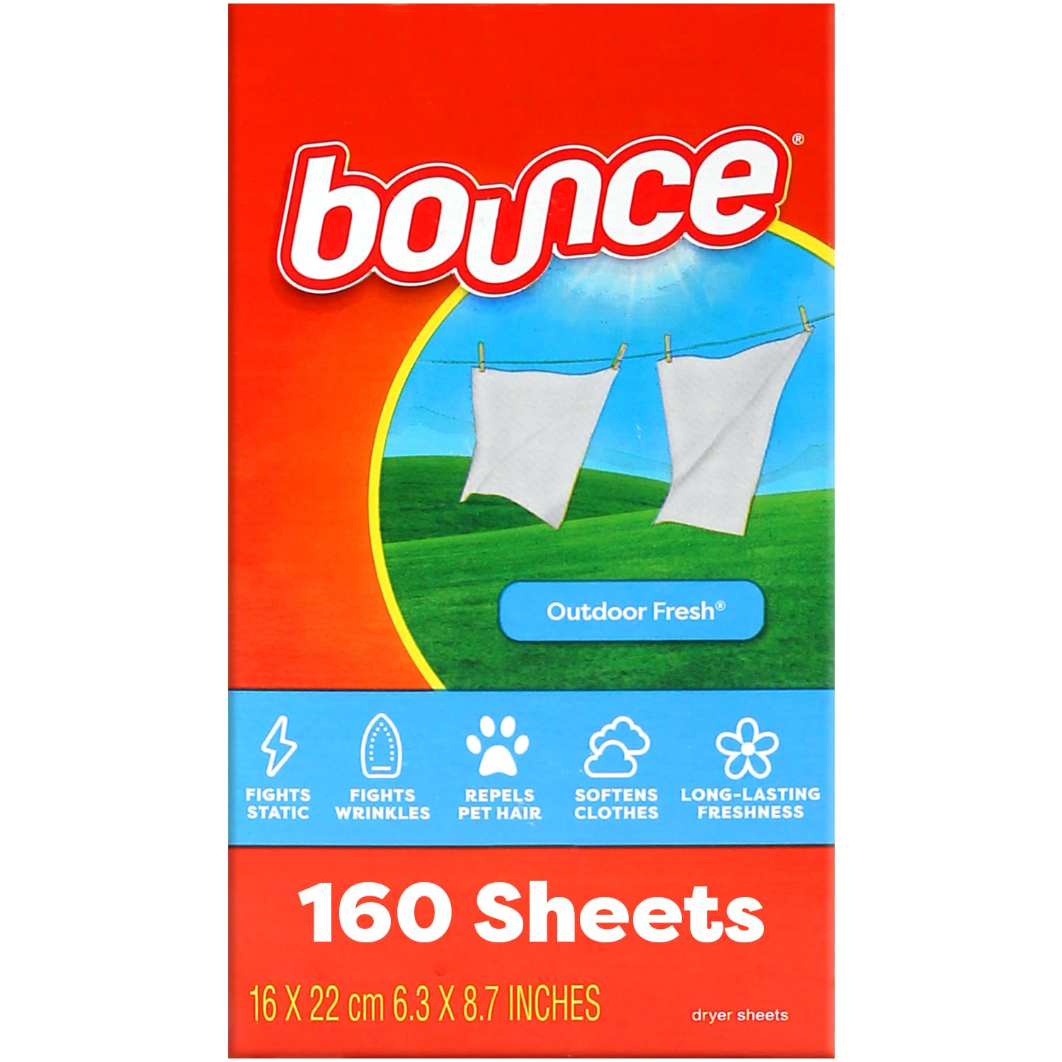 Bounce - Sábanas para secadora de ropa, suavizante de tela, aroma fresco, sábanas de limpieza en seco frescas de larga duración para secadora, ayuda a reducir las arrugas y suavizar las telas, repeler