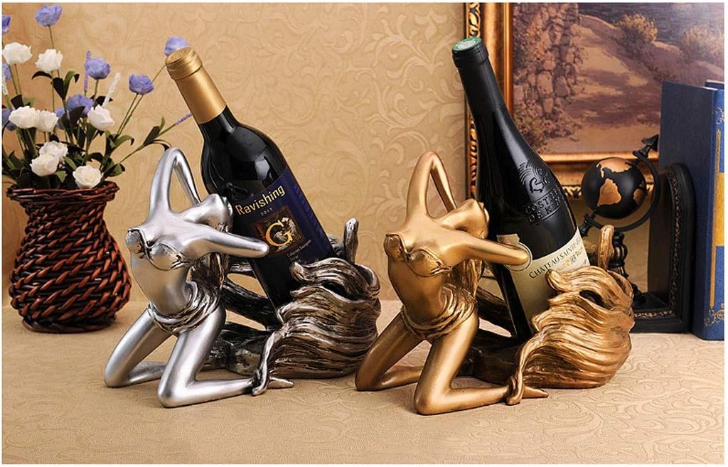 Wine Racks European-Style Resin Bottle Holder Wine Rack Wine Cabinet Home Decoration Wine Bottle Holder Table Top Wine Racks Countertop Wine Rack Stand Wine Racks (Color : Silver)