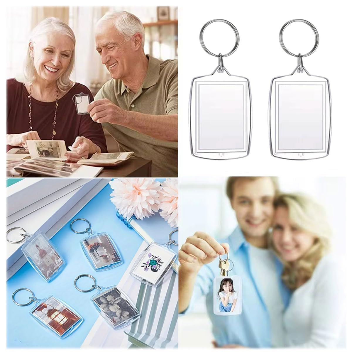 MINZHI 50 pezzi Acrilicoportachiavi,Portachiavi in acrilico,Portachiavi con foto, Portachiaviacrilicorettangolare,Portachiavi foto acrilico,adatti per essere regalati a parenti e amici