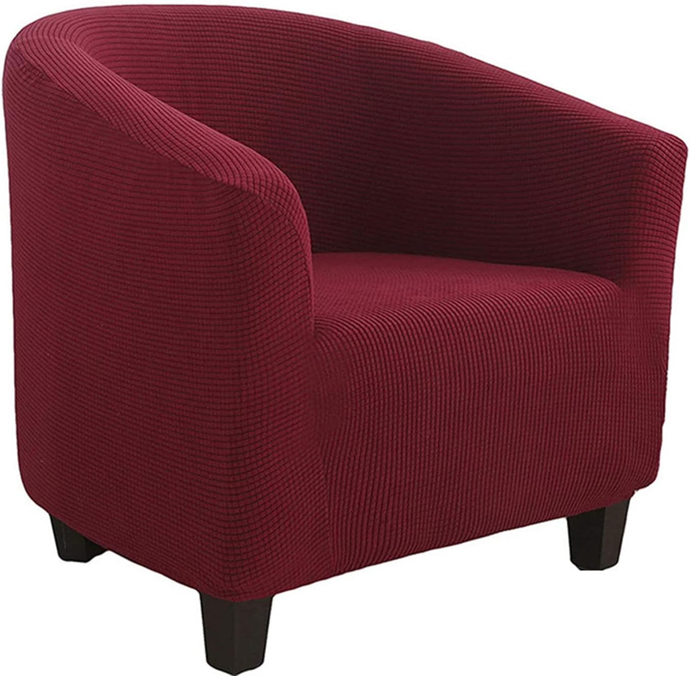 Stretch Jacquard Barrel Chair Cover Solid Color Club Chair Slipcover Washable Barrel Chair Cover Stylish Furniture Protector for Living Room Bedroom Office -Grey-A