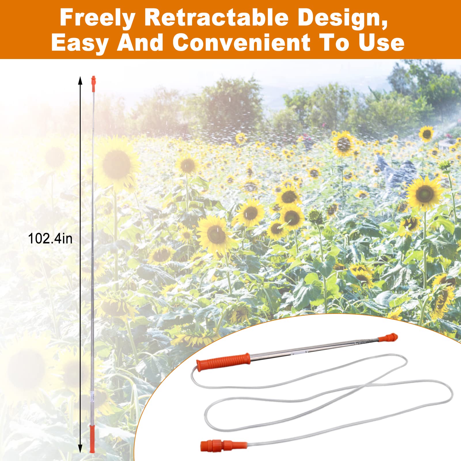 2.6m Extension Sprayer Wand Pressure Lance, Sprayer Extention Wand, Stainless Steel Spray Extension Pipe Sprayer Tool for Garden Green Space, Sprayer Extention Wand