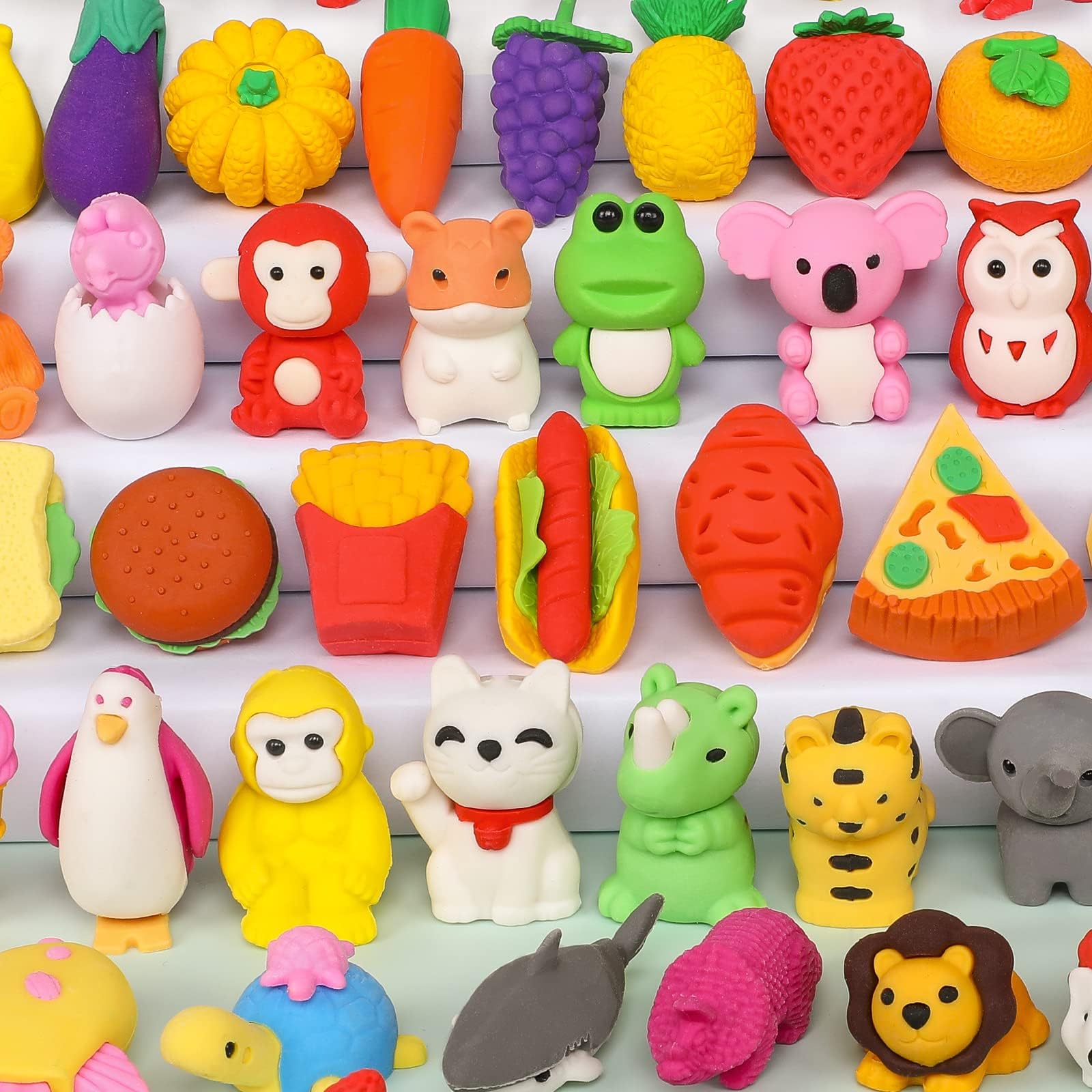 HINZER 100 Pack Animal Erasers Bulk Pull Apart 3D Puzzle