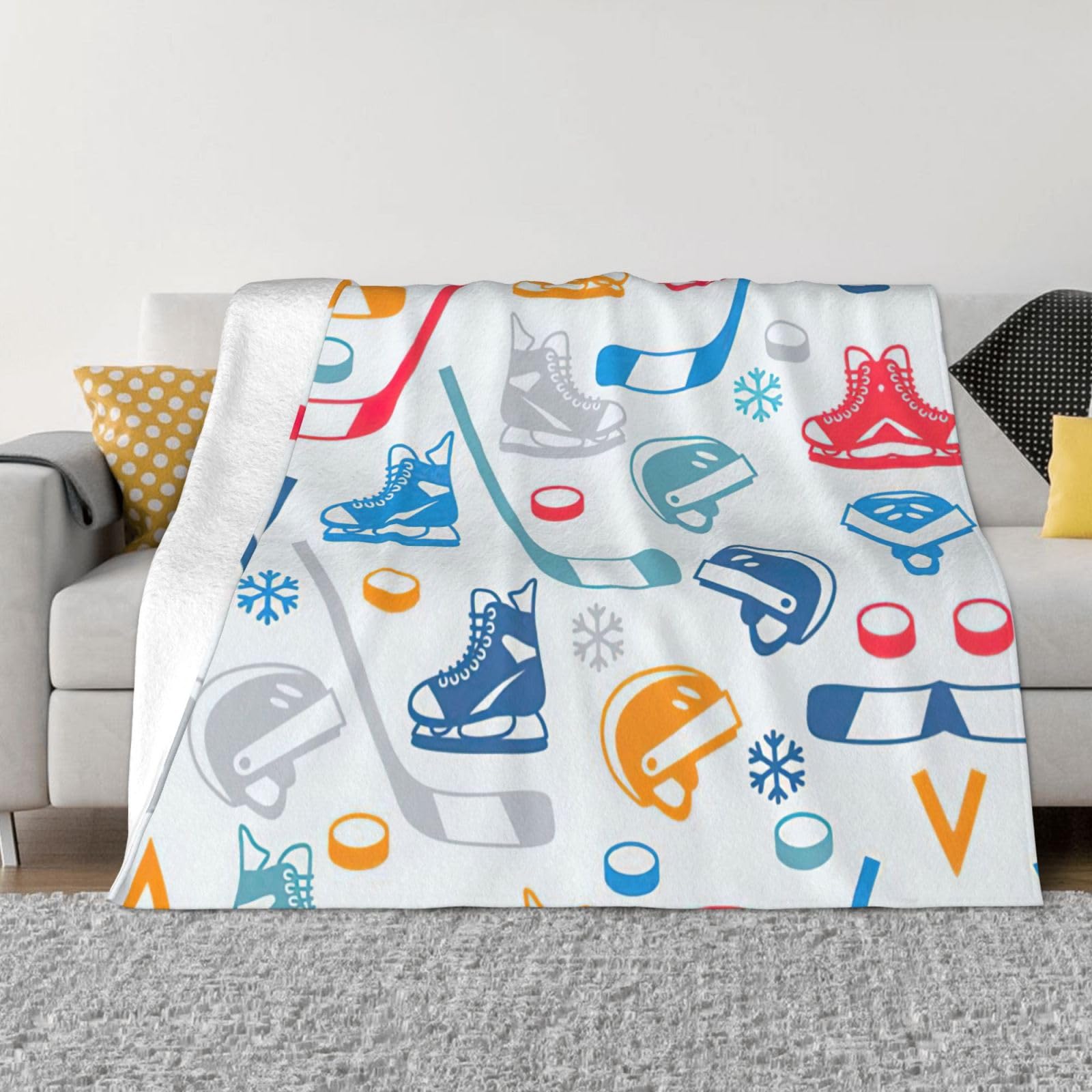 Couverture en flanelle hockey douce plusieurs tailles pour lit et canapé