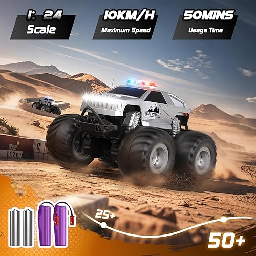 Miniatura 5 de Auto de control remoto, camión de control remoto todo terreno, autos RC con giros de 360 grados, auto de juguete estilo camioneta con luz, camión RC