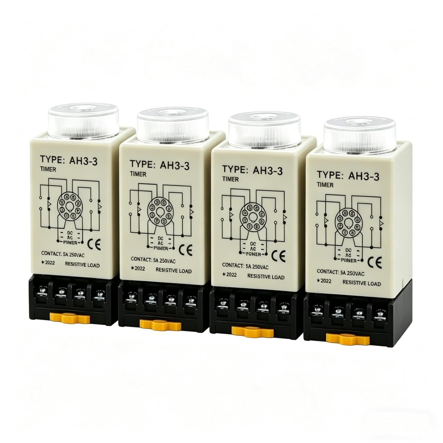 AH3-3 Time Relay, Adjustable Delay Timer Switch, AC110V 10 Minutes Timer Switch for Automatic Control System, Eight-pin Terminal Block(Pack of 4)