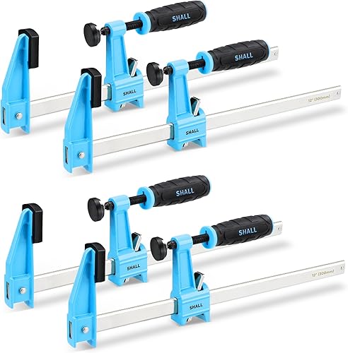 Miniatura 10 de SHALL 6-Inch & 12-Inch Steel Bar Clamps Set, 4-pack Medium-Duty Quick-Release F Clamps, 600 Lbs Load Limit for Woodworking, Metal working, DIY and