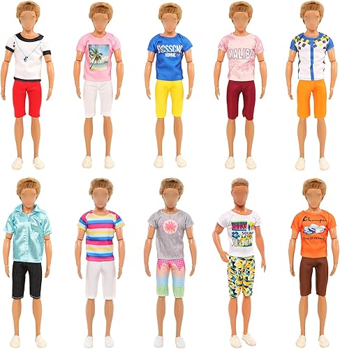 Miniatura 5 de BARWA Lote 5 Conjuntos de ropa de camisa de moda con pantalones para muñeca de amigo de 12 pulgadas