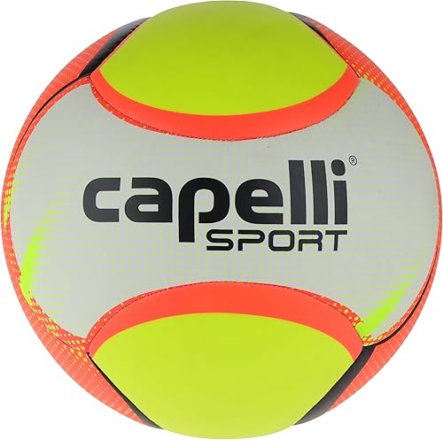 Miniatura 5 de Capelli Sport Balón de fútbol tamaño 5, pelota de fútbol Rio Beach, entrenamiento al aire libre e interior, amarillo neón