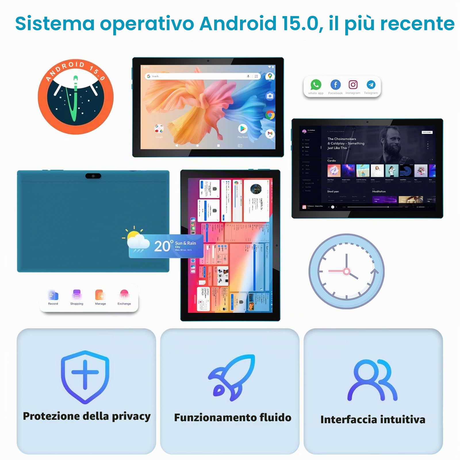 Tablet Android 15, tablet da 10 pollici, 18 GB di RAM+128 GB ROM/2 TB espandibile, tablet 2 in 1 con custodia per tastiera, schermo HD IPS 1280 x 800, Wi-Fi6, doppia fotocamera, batteria da 6000 mAh