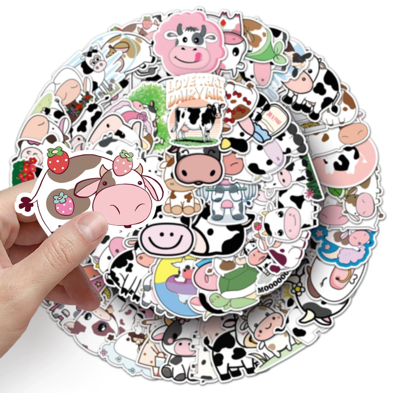 100 Pcs Cute Animal Cattle Stickers for Water Bottle Waterproof Sticker for Laptop Skateboard Phone Car Decals for Teens Adults for Party Favors Supplies Decor (Cows Stickers) - Image 3