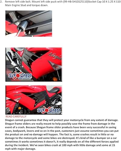 Miniatura 7 de Shogun USA Made Kaw Ninja ZX14 ZX 14 ZX14R 2006 2007 2008 2009 2010 2011 Negro Deslizadores de marco sin corte - 750-4709